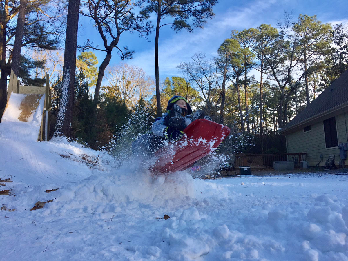 Backyard snow ramp