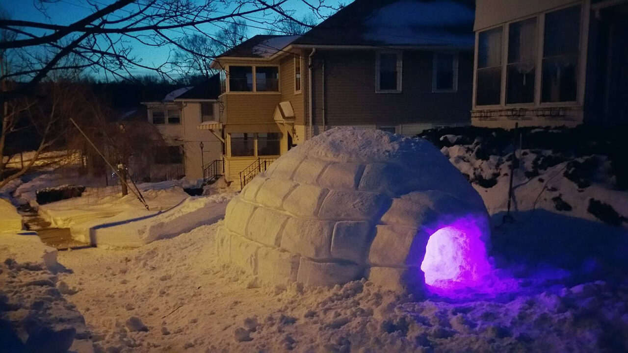 Igloo built with snow from the SNOPRO.