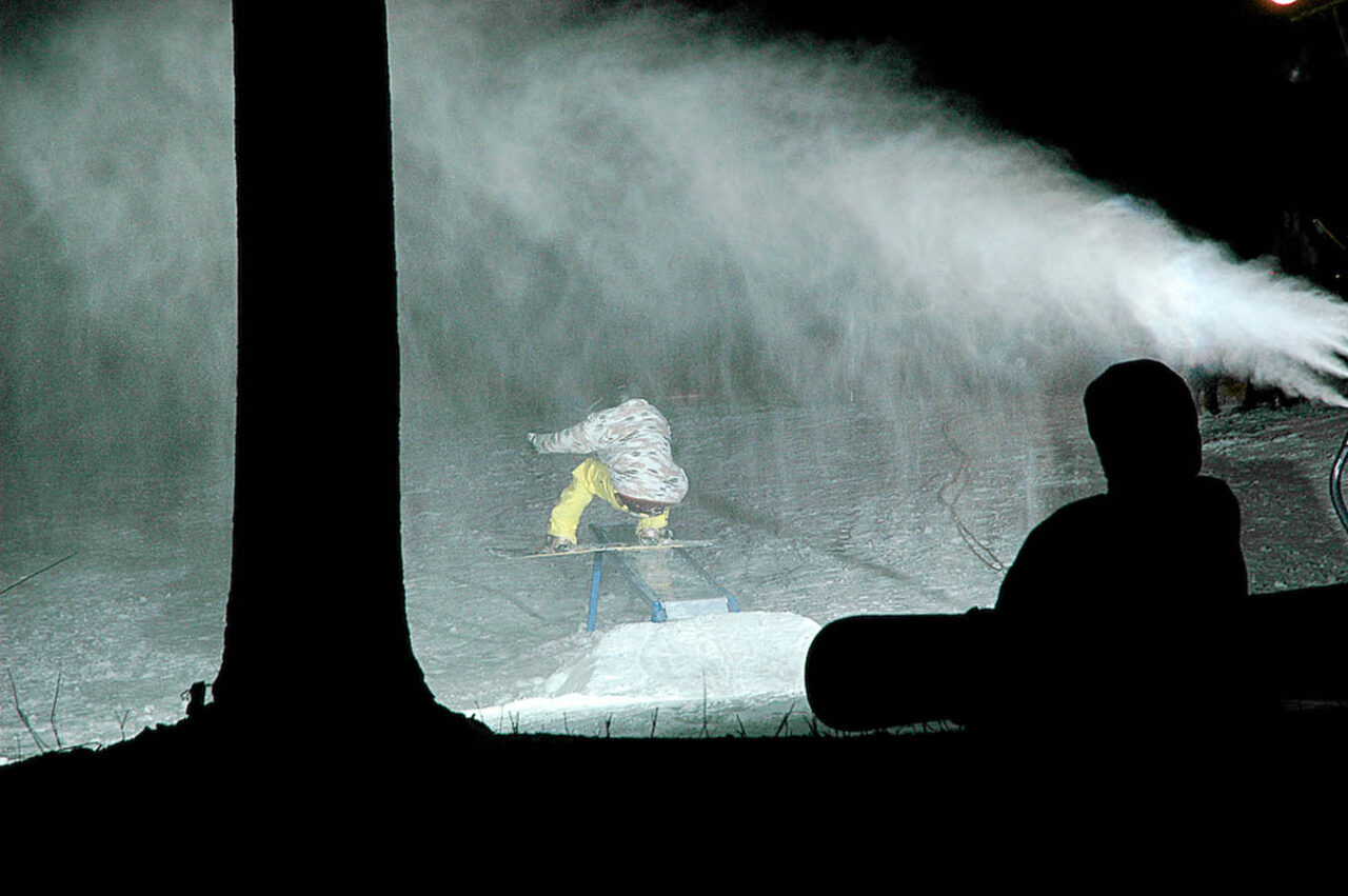 Nighttime snowmaking and fun